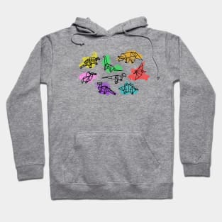 Origami Watercolor Dinosaurs Hoodie